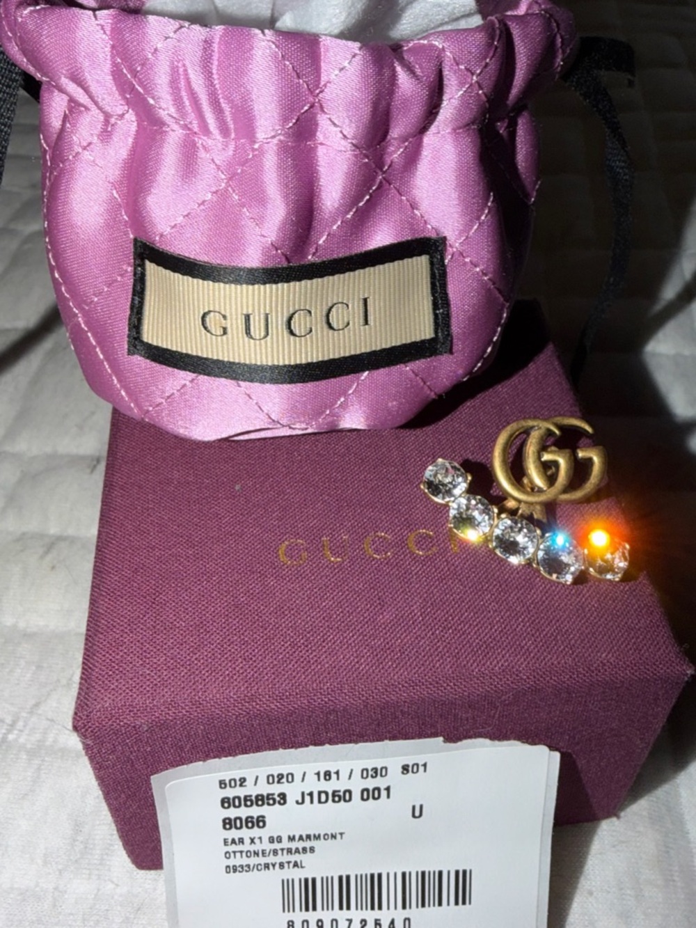 Gucci Gold Double G Earring with Detachable Crystal Row - Picture 2 of 4